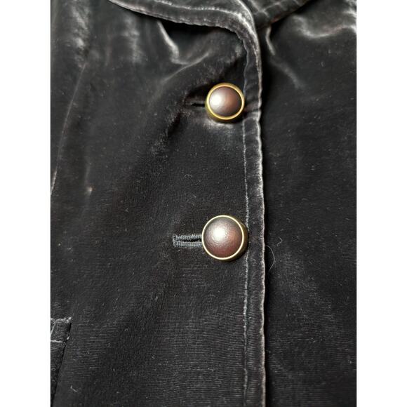 VTG 90s LL Bean Black Velvet Blazer Women’s Size 14 Silk Blend Gold Button... - Picture 5 of 14